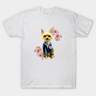 Cute Yorkshire Terrier Yorkie Watercolor Art T-Shirt